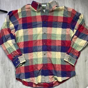ORVIS Mens Button Down Shirt Plaid Flannel Long Sleeve Size Large L Multi Cotton